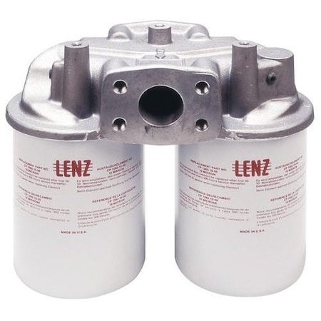 Lenz Filter Assembly Spin-On, Double 100 Gpm, 1 1/2" NPTf Ports, 221045 221045